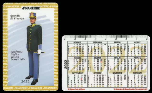 Calendario Tascabile Corpo Della Guardia Di Finanza 2022 - Uniforme Storica