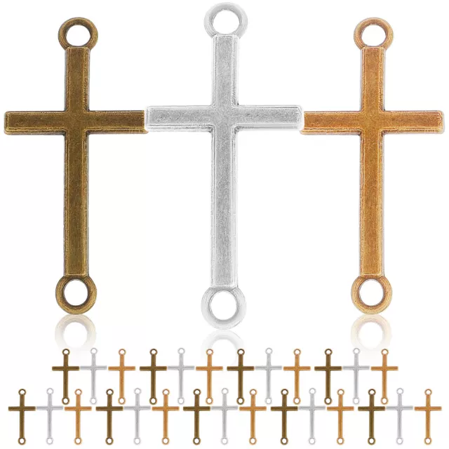 30 Small Cross Charms Jesus Crucifix Beads for DIY Jewelry Making-CY
