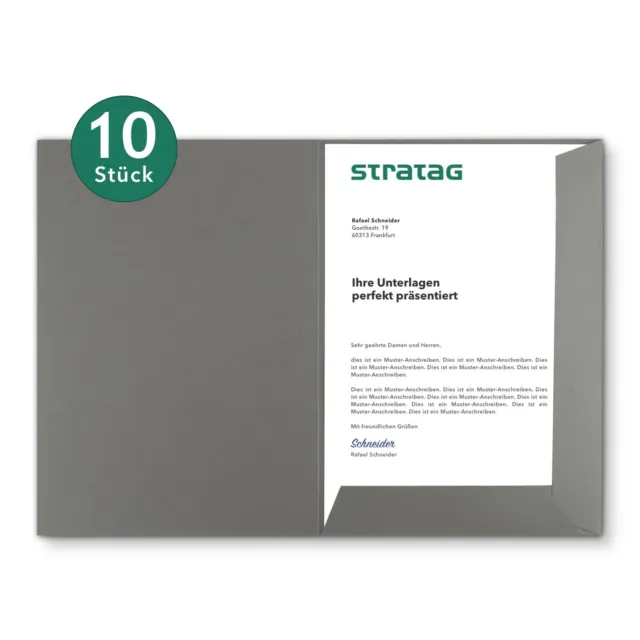 10 Stück Präsentationsmappen/Angebotsmappe Steingrau für Ihre DIN A4-Dokumente