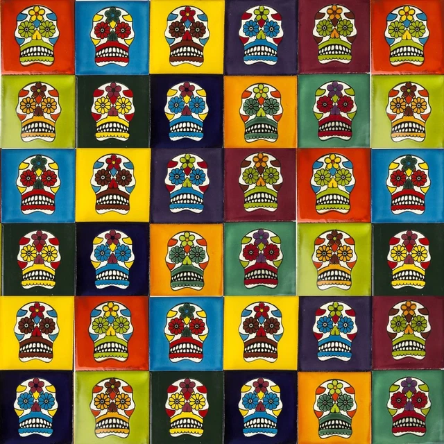Carreau azulejos mexicain: Faïence lumineuse comme le zellige- Taille 10.5 cm x 10.5 cm x 7 mm d'épaisseur