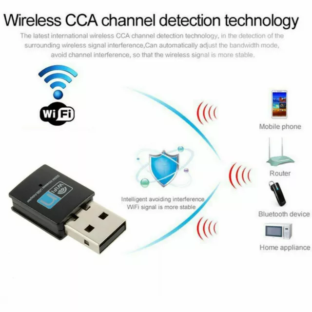 Mini 300Mbps USB Wireless WiFi-LAN Network Receiver Card Adapter For Desktop PC 3