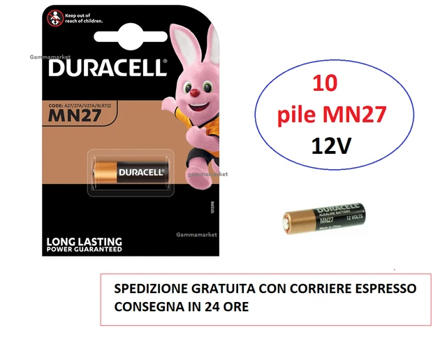 10 Batterie Alcaline MN27 / A27 / V27A | 12V | Per Telecomandi Cancello E Microdispositivi