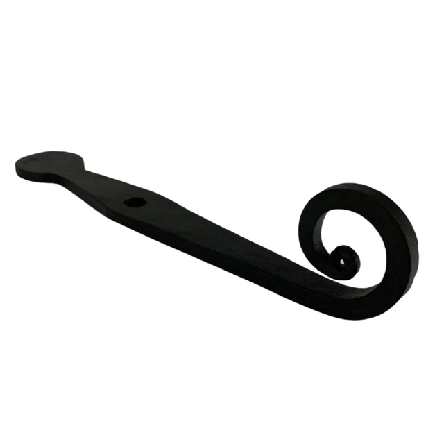 Black Pair of Wrought Iron Rat Tail Shutter Dogs 2
