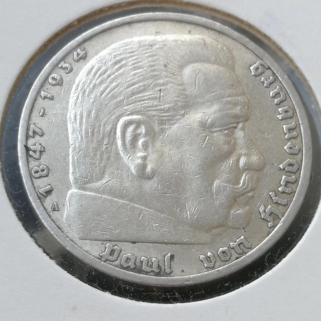 5 REICHSMARK - Deutsches Reich 1936 J Paul von Hindenburg mit Kreuz