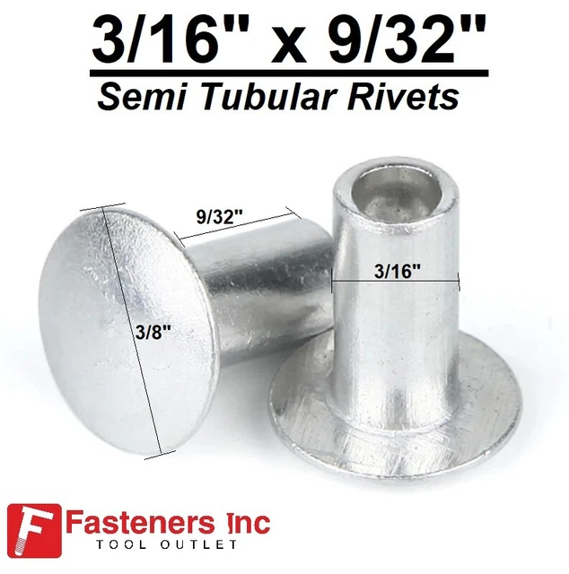 STEEL SEMI TUBULAR Rivets 3/16" x 9/32" x 3/8" Zinc Plated Truss Choose