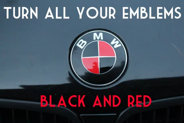 TURN YOUR EMBLEM BLACK & RED - Colored Emblem Roundel Overlay For BMW