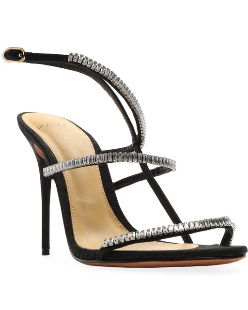 Alexandre Birman Womens Sally Zircone Strappy High Heel Sandals 36 Black - NIB