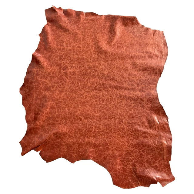 Cuero Rústico Naranja Cuero Genuino Tapicería Material Artesanal Hágalo usted mismo Tela