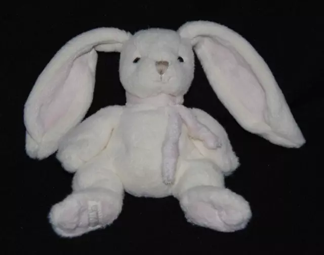 Peluche doudou lapin BUKOWSKI blanc crème écharpe rose 17/30 cm TTBE