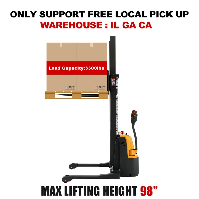 Pickup Only-APOLLOLIFT 3300LB W/ 98" Lift Stacker Full Electric Straddle Stacker