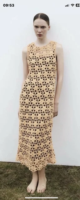 ZARA LONG KNIT Floral Crochet Dress Size Xs Orange BNWT RRP 79.99 15.07 -  PicClick UK