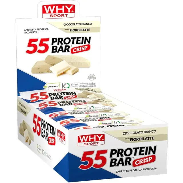 WHY Sport 55 Protein Bar 30 Barrette proteiche da 55 gr con creatina creapure 3
