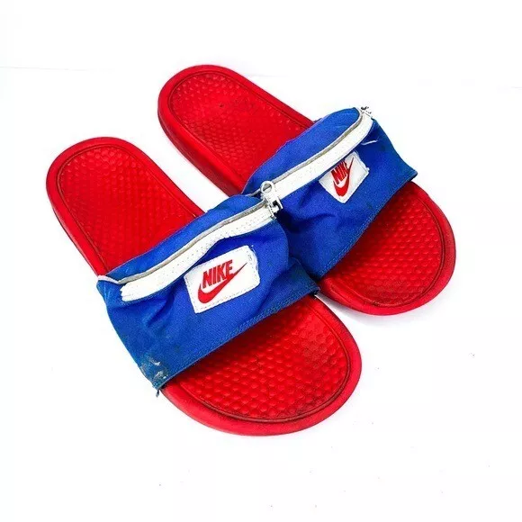 Nike Benassi JDI Fanny Pack Slides Red and Blue Men’s Size 11