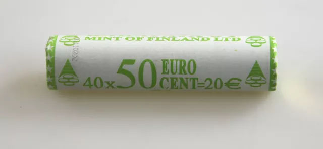 KMS Kursmünzensatz Rolle 50 Cent Finnland 2002 ungeöffnete Sichtrolle