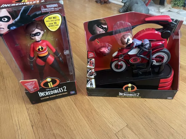 Disney Pixar Incredibles 2 "Elasticycle & Elastigirl talking action Figure