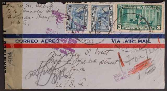 Mayfairstamps Ecuador 1940s to US Censored Airmail Cover aag_44743
