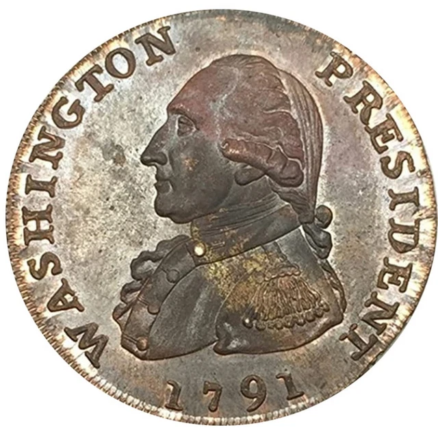 Rare President Washington 1791 American US Cent 1 Restrike Coin. Discover Now!