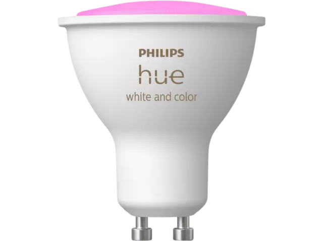 Bombilla inteligente - Philips Hue GU10, Luz Blanca y de Colores, 3W,