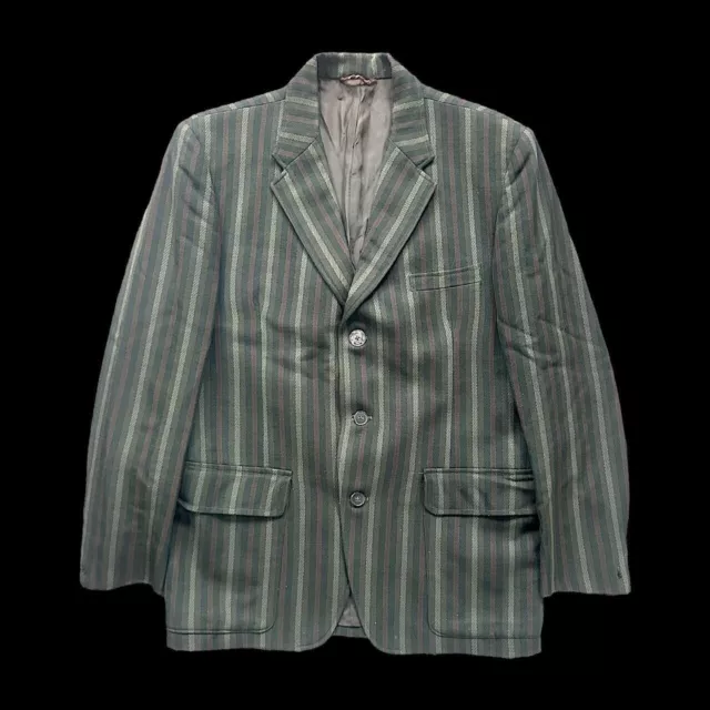 VINTAGE LATE 1960s-EARLY 1970s STRIPED MOD BLAZER SUIT JACKET BY HARDY AMIES 42