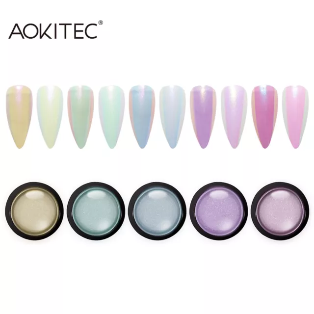 5 Colors Aurora Nail Powder Mirror Effect Chrome Nail Art Mermaid Rainbow Salon