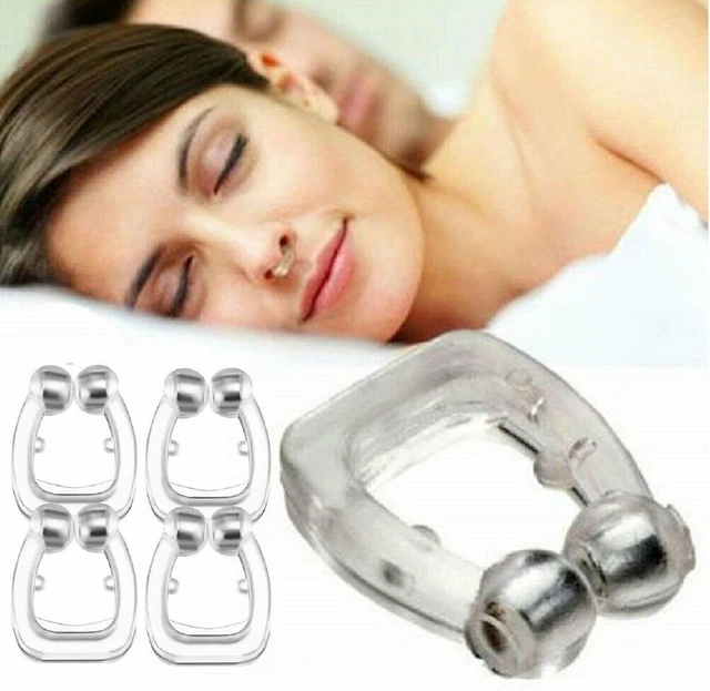 Paquete de 4 Silicona Magnético Anti Ronquidos Detener Ronquidos Nariz Clip Ayuda para Dormir Apnea