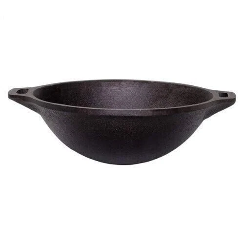 TRADITIONAL INDIAN HANDMADE Cast Iron Kadai Cooking Wok 9 inch 113.52