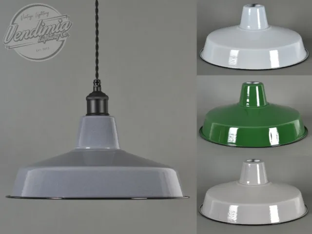 Classic Retro Vintage Industrial Factory Enamel Shade Lampshade Steel Pendant