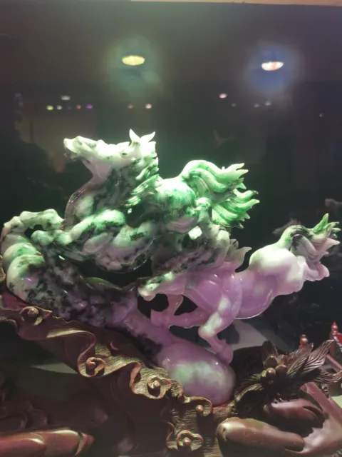 Chinese Exquisite Handmade Horse carving Jadeite Jade Statue 2
