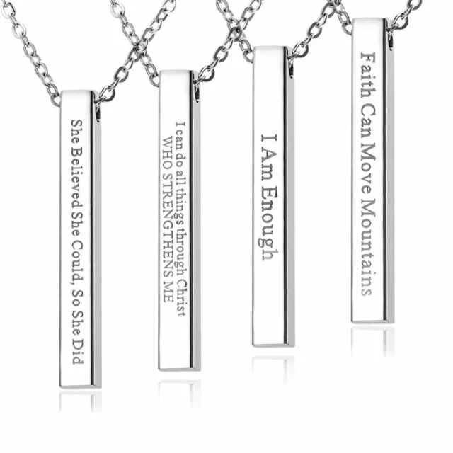 Personalized Engraved Custom Name Date Pendant Stainless Steel Necklace Jewelry