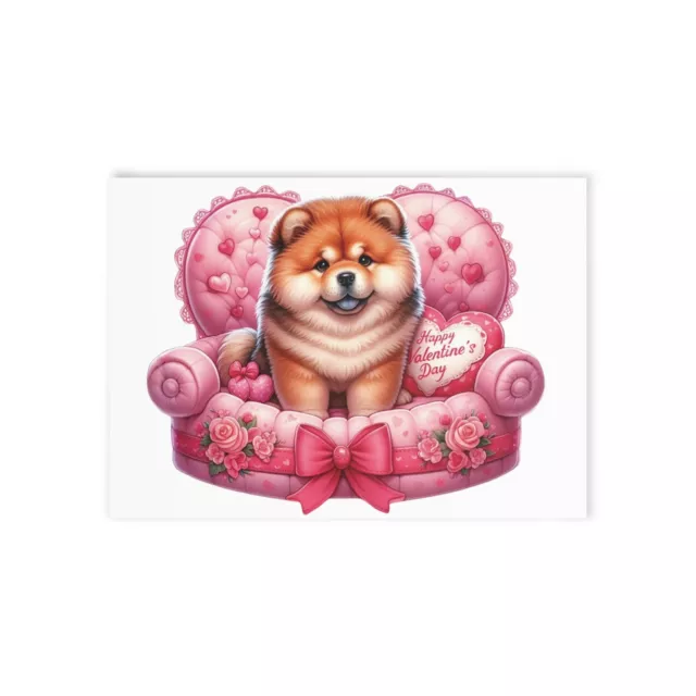 Chow Chow, Valentine Snuggles Dog - One-Sided Greeting Card/Art Print with En...
