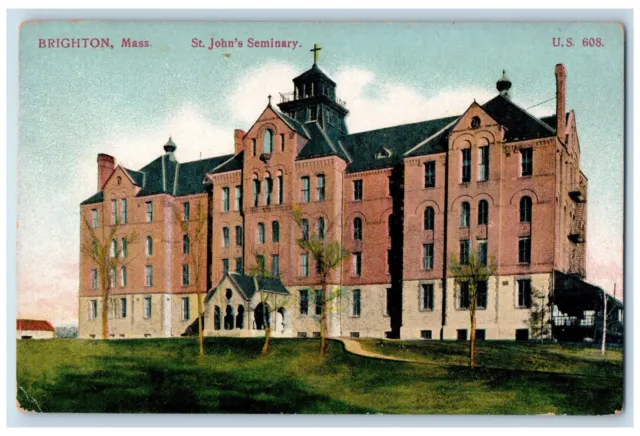c1910 St. John's Seminary Brighton Massachusetts MA Antique Unposted Postcard