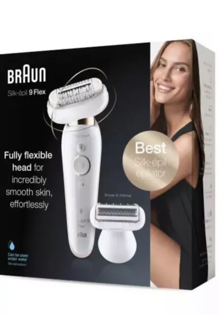 Braun Silk-épil 9 Flex 9001 Epilatore Donna Testina Flessibile Bianco Oro