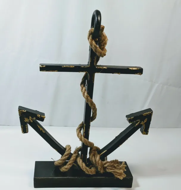 Metal Nautical Ship Anchor With Rope Home Boat Decor