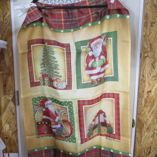 Large Lemme Studio Country Garden Flag Christmas Santa Tree Plaid Stars 25"x37"