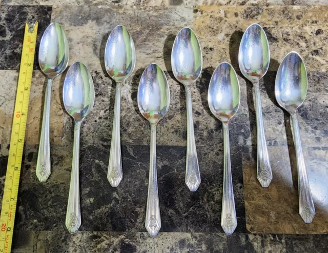 Set Of 8 Nice Vintage 1939 Imperial Patrn Silverplated Teaspoons/ Tea Spoons 🍵