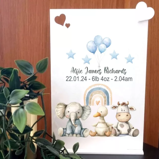Personalised Baby Plaque Nursery Christening Baby Born Date Weight Time Gift
