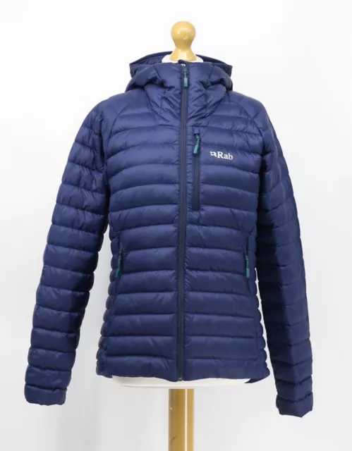 Rab Microlight Alpine Down Womens Jacket Uk 12 Blue Qdb-13 Rrp £ 210 Vi