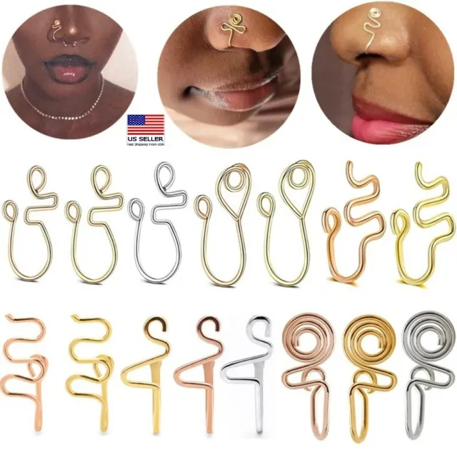 Non-Piercing 316L Stainless Steel Fake Nose Clip Septum Nose Clicker Rings Set