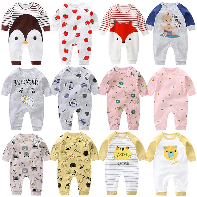 Baby Langarm Strampler Overalls Neugeborene Kinder Jungen Mädchen Kleidung 0-2Y