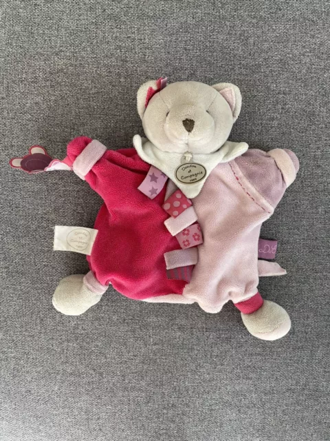 Doudou Et Compagnie Chat Enola Plat Marionnette Rose Rouge Mauve