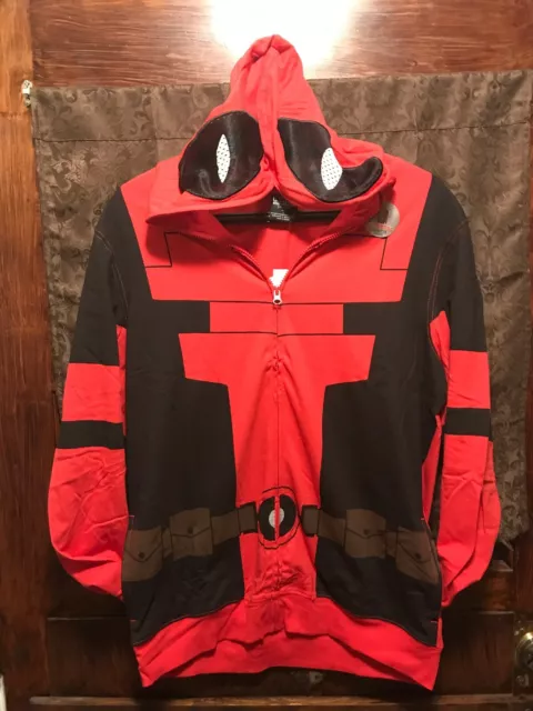 MARVEL COMICS DEAD POOL ~ NEW ~ Men's SMALL ~ Full Zip Character Hoodie Jacket