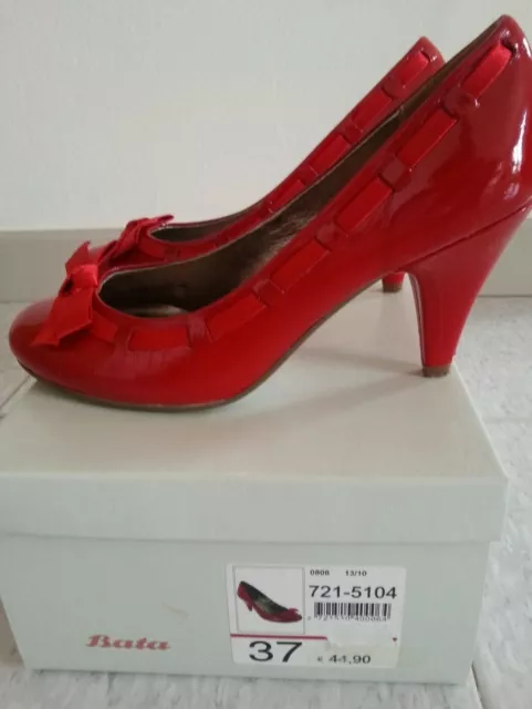 Scarpe donna BATA Rosso Vernice Decollete Tacco Woman Shoes Pumps MADE ITALY