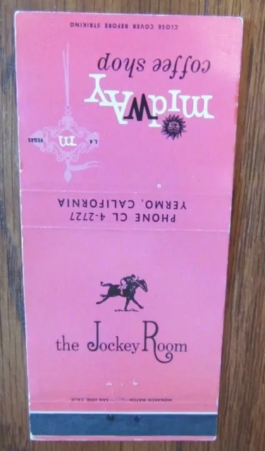 Horse Racing Sports Matchbook Matchcover: Jockey Room (Yermo, California) -E13