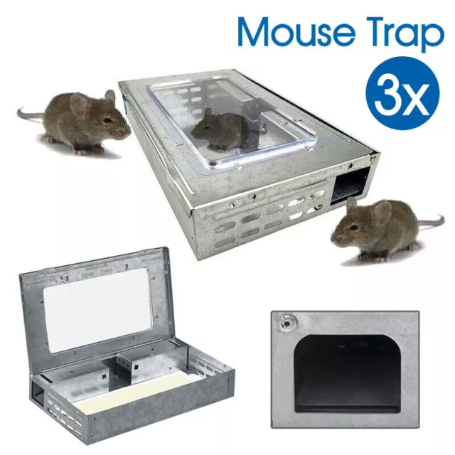 3x Mice Metal Trap Humane Safe Self Catching Multi Live Reusable High Quality