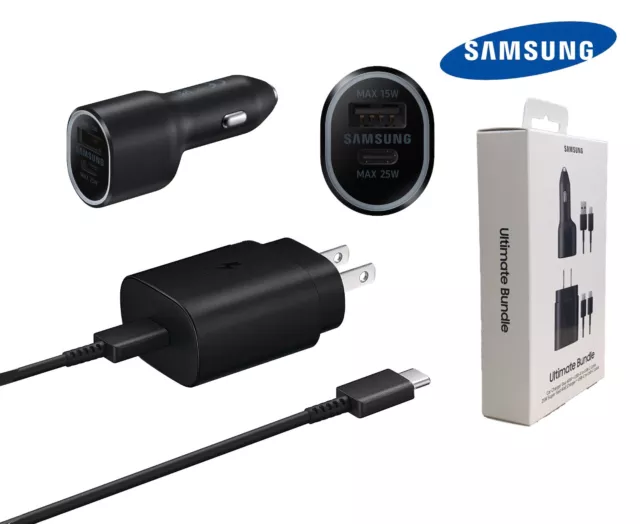 Samsung Ultimate Bundle W/ 25w Super Fast Wall Charger 40w Dual Port Car Charger