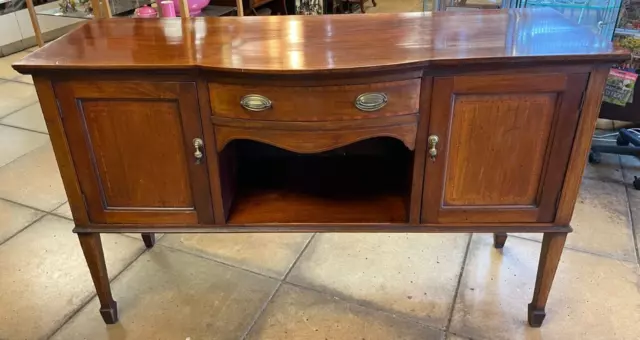 Edwardian Mahogany Bow Fronted Sideboard With Inlay