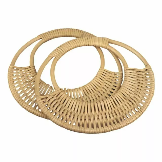 Round Circle bag Handles, 20 cm Light weight summer handbag, Natural BH37