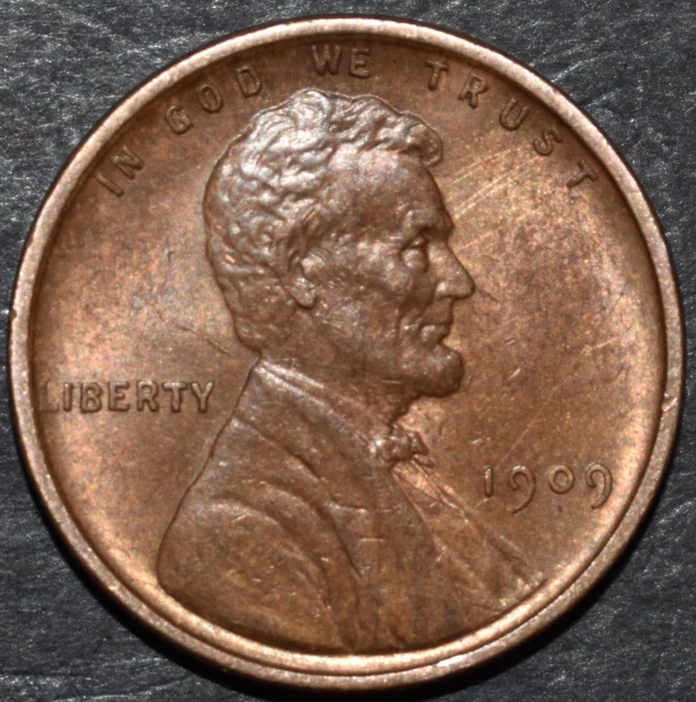 1909 P VDB Lincoln Wheat Cent Brilliant Uncirculated Red Brown BU Toned Penny 2