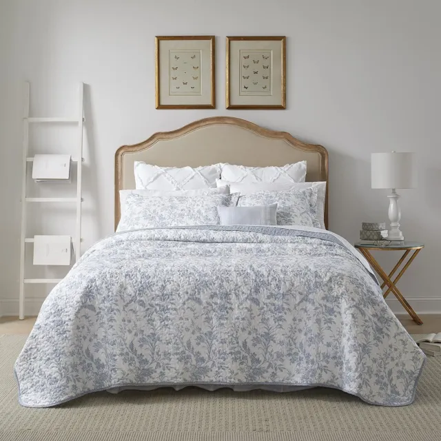 Laura Ashley Home - King Size Quilt Set, Cotton Reversible Bedding, Lightweight