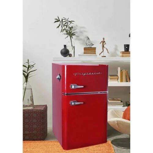 NEW RETRO 3.2 Cu ft Two Door Compact Refrigerator with Freezer, Red